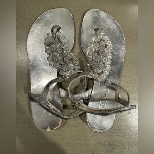 Casadei silver flat sandals